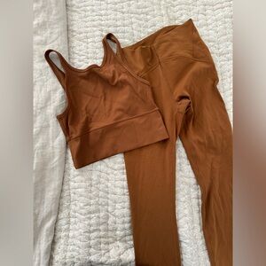 Lululemon Copper Colored Matching Set - leggings and tank top